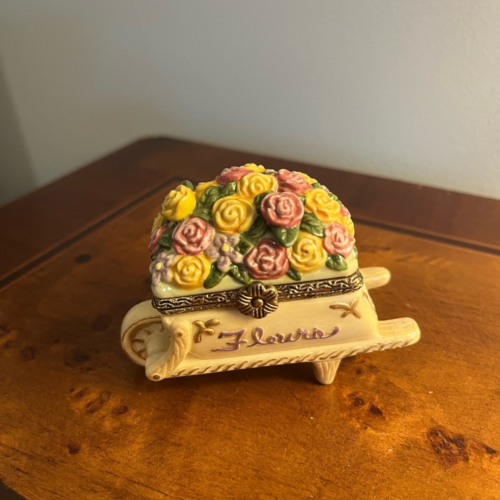 Floral Wheelbarrow trinket box